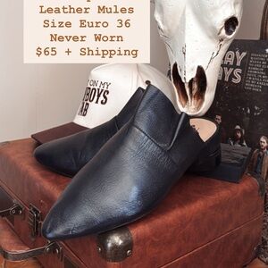Free People Black Leather Slip-On Loafers
